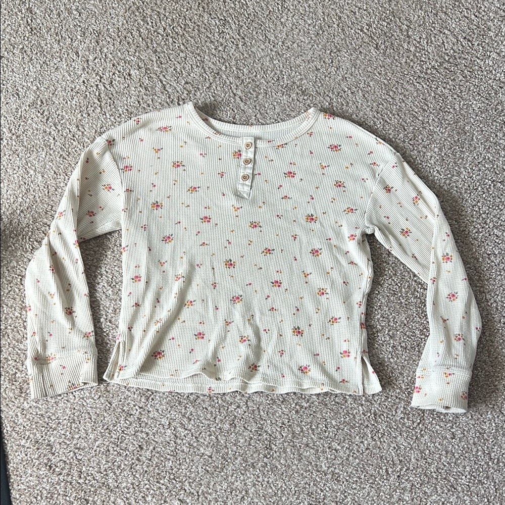 Floral Long Sleeve Henley Top